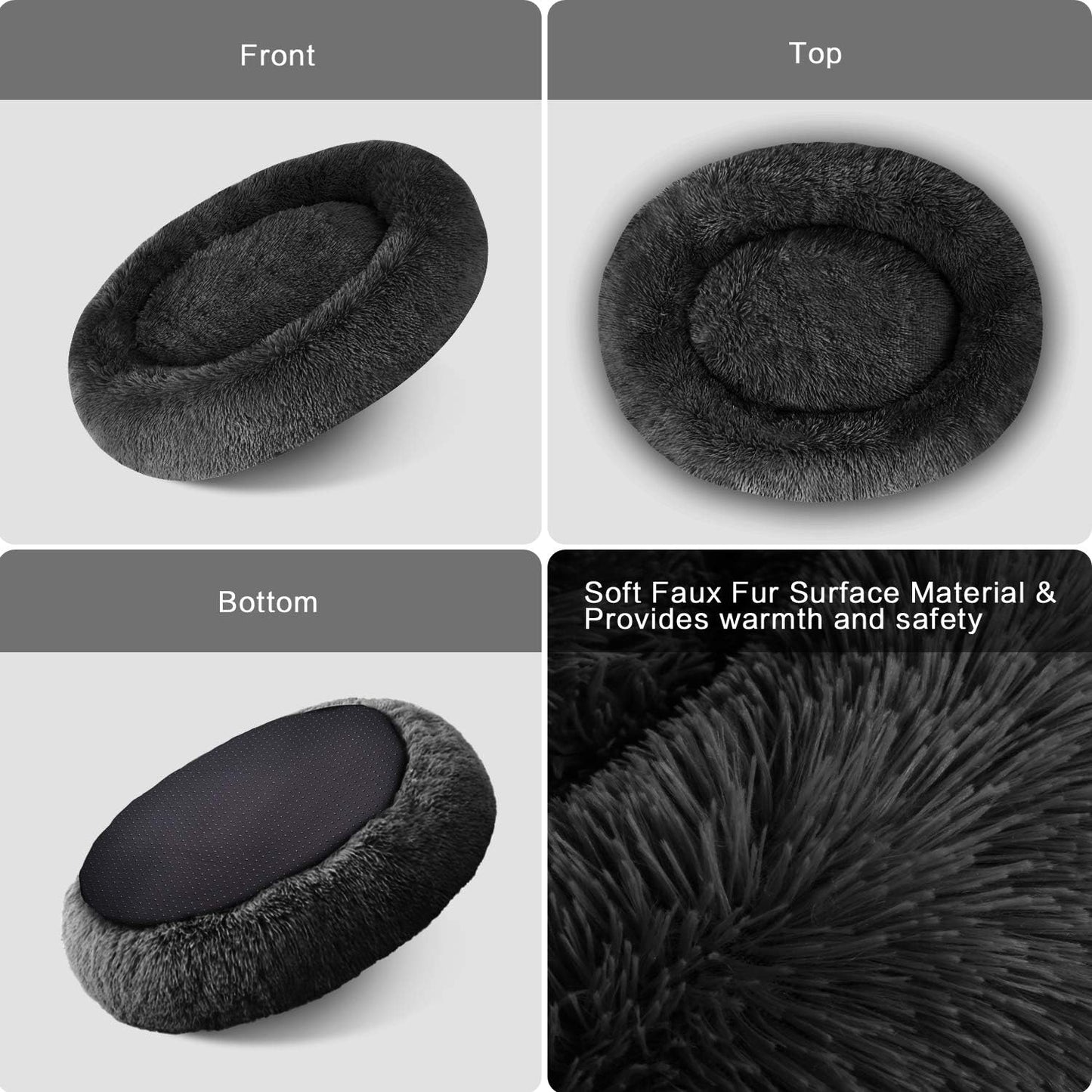 Calming Dog & Cat Bed, Donut Cuddler - round Bed for Small to Large Dogs & Cats, Raised Rim, Machine Washable (Up to 25/35/55/100Lbs)