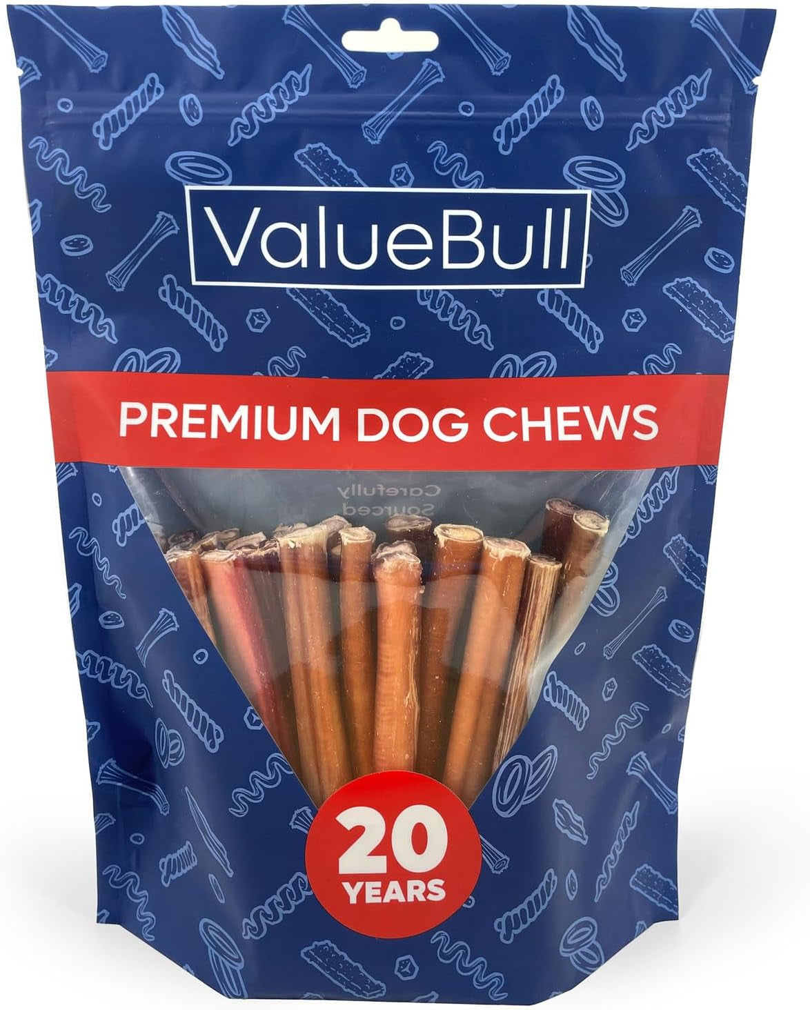 Bully Sticks for Dogs, Thick 6 Inch, 25 Count - All Natural Dog Treats, 100% Beef Pizzles, Single Ingredient