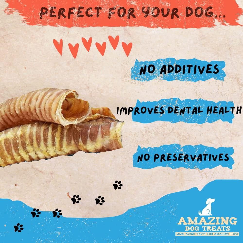 - 6 Inch Beef Trachea Dog Chews (6 Inch - 100 Count Bulk) - Trachea Dog Treats - NO Hide - Digestible and Safe Chews for Dogs - Glucosamine and Chondroitin for Joint Health