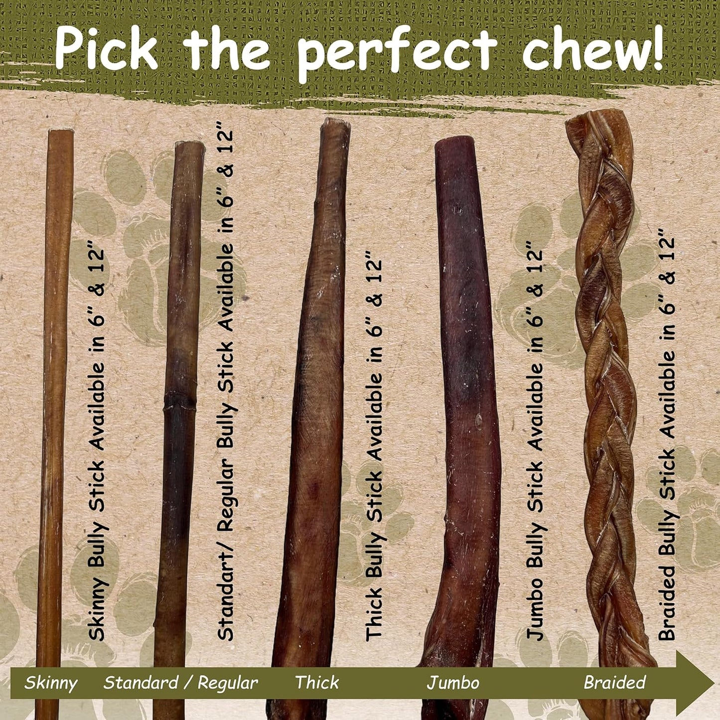 6” Bully Sticks –100% Natural, Grass-Fed Beef from Free-Ranging Cattle, 25 Pack, Long Lasting Dog Treats. Ideal for Chewing, Healthy Teeth & Gums