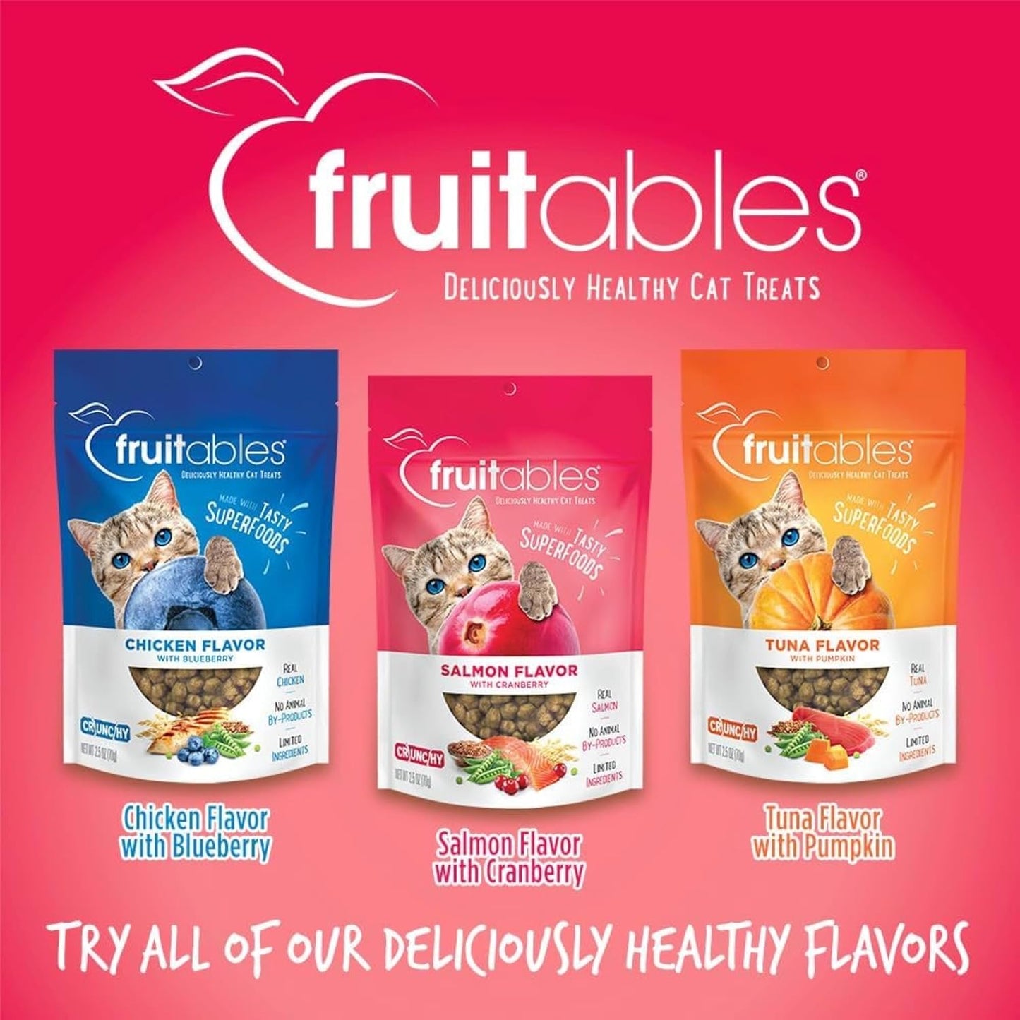 Cat Treats, Healthy Treats for Cats, Low Calorie and Packed with Protein, Crunchy Biscuits, Free of Wheat, Corn and Soy, Made with Real Salmon and Cranberry, 2.5Oz
