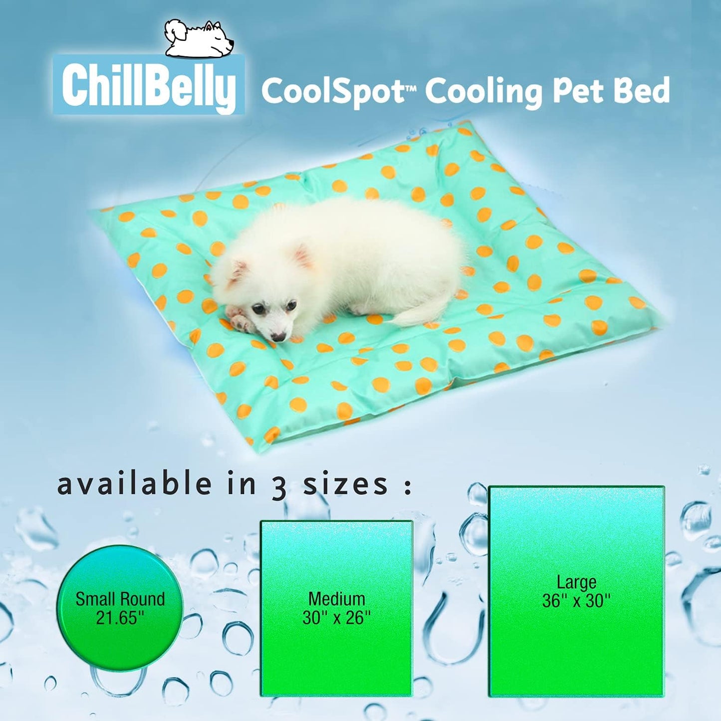 Coolspot Cooling Pet Bed for Dogs and Cats Self-Activate Eco-Friendly (Aquawave, Large)