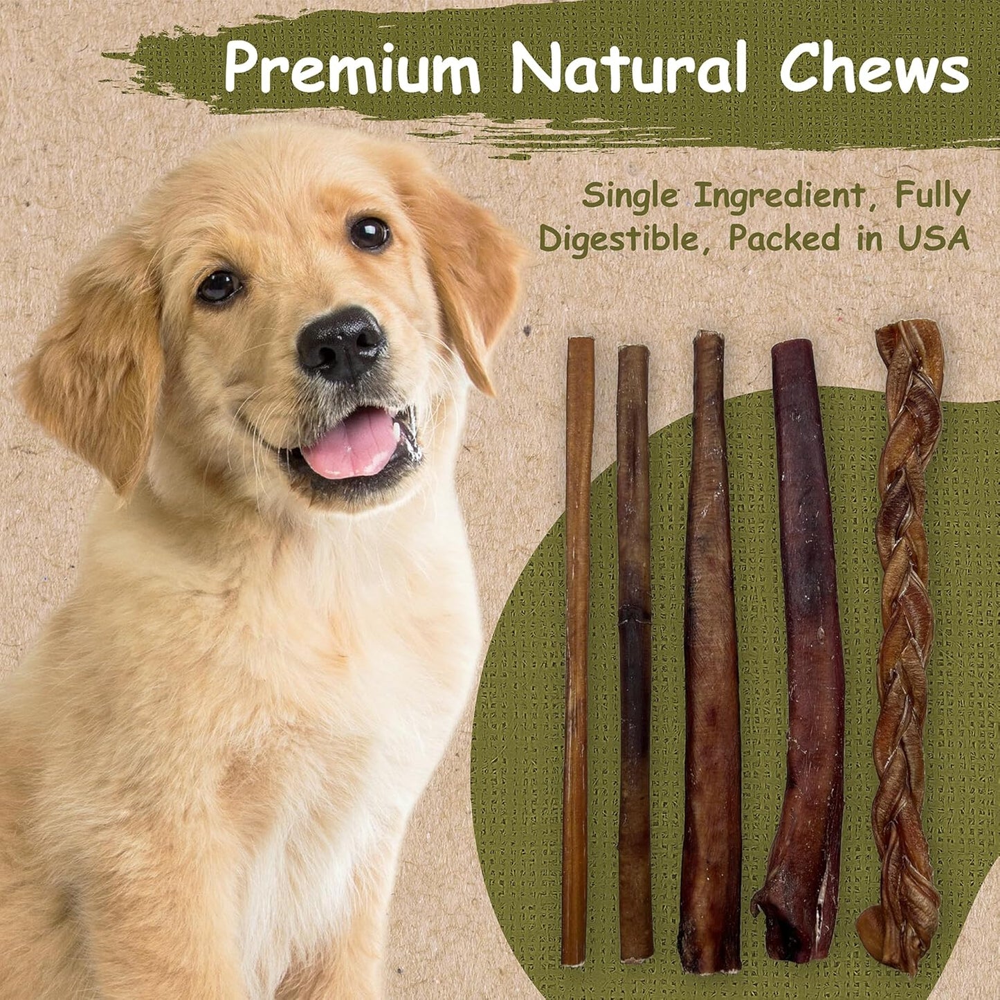 6” Bully Sticks –100% Natural, Grass-Fed Beef from Free-Ranging Cattle, 25 Pack, Long Lasting Dog Treats. Ideal for Chewing, Healthy Teeth & Gums