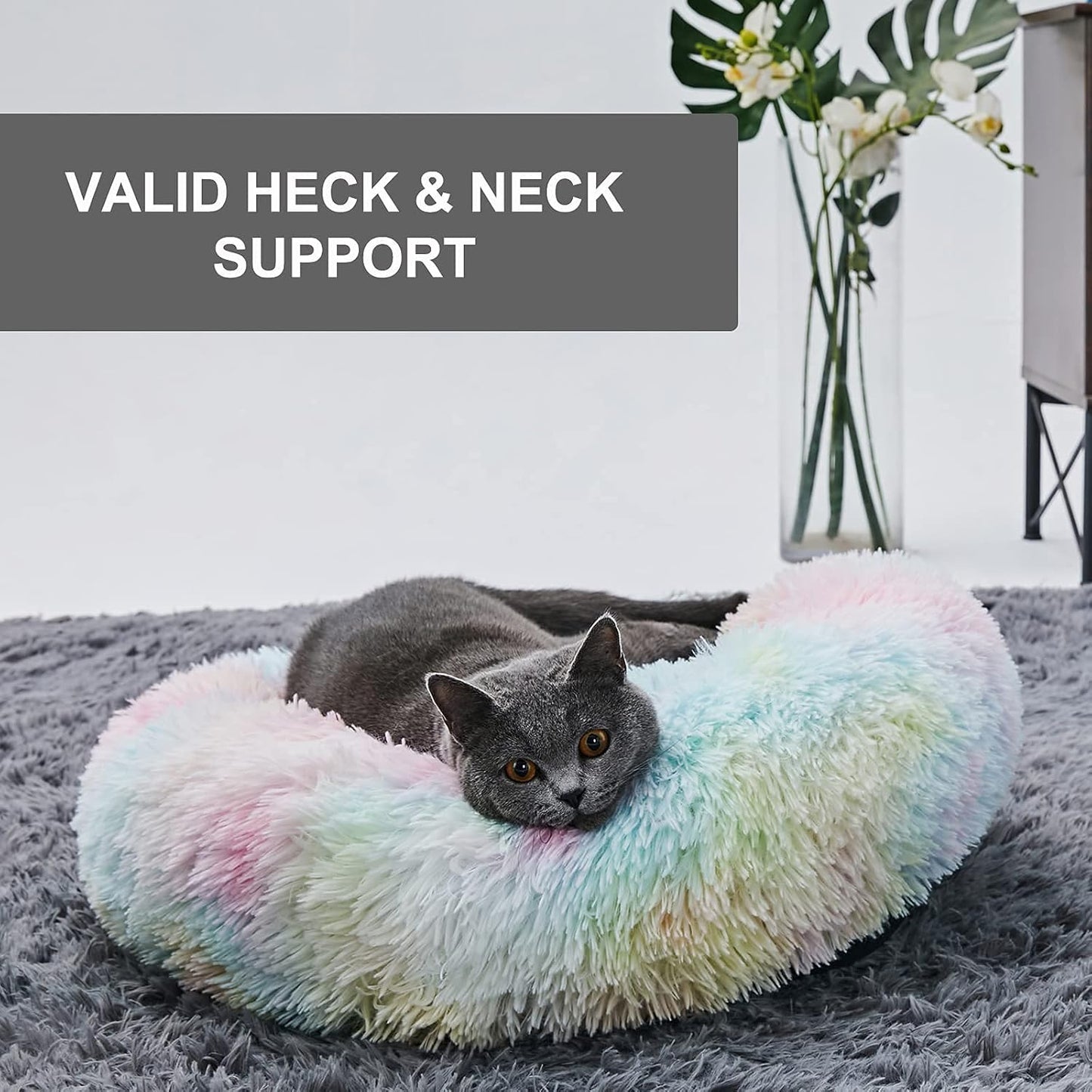 Cat Beds Large Size Cats, Faux Fur Cat Beds Indoor Cats, Calming Cat Beds Machine Washable, 20 Inch