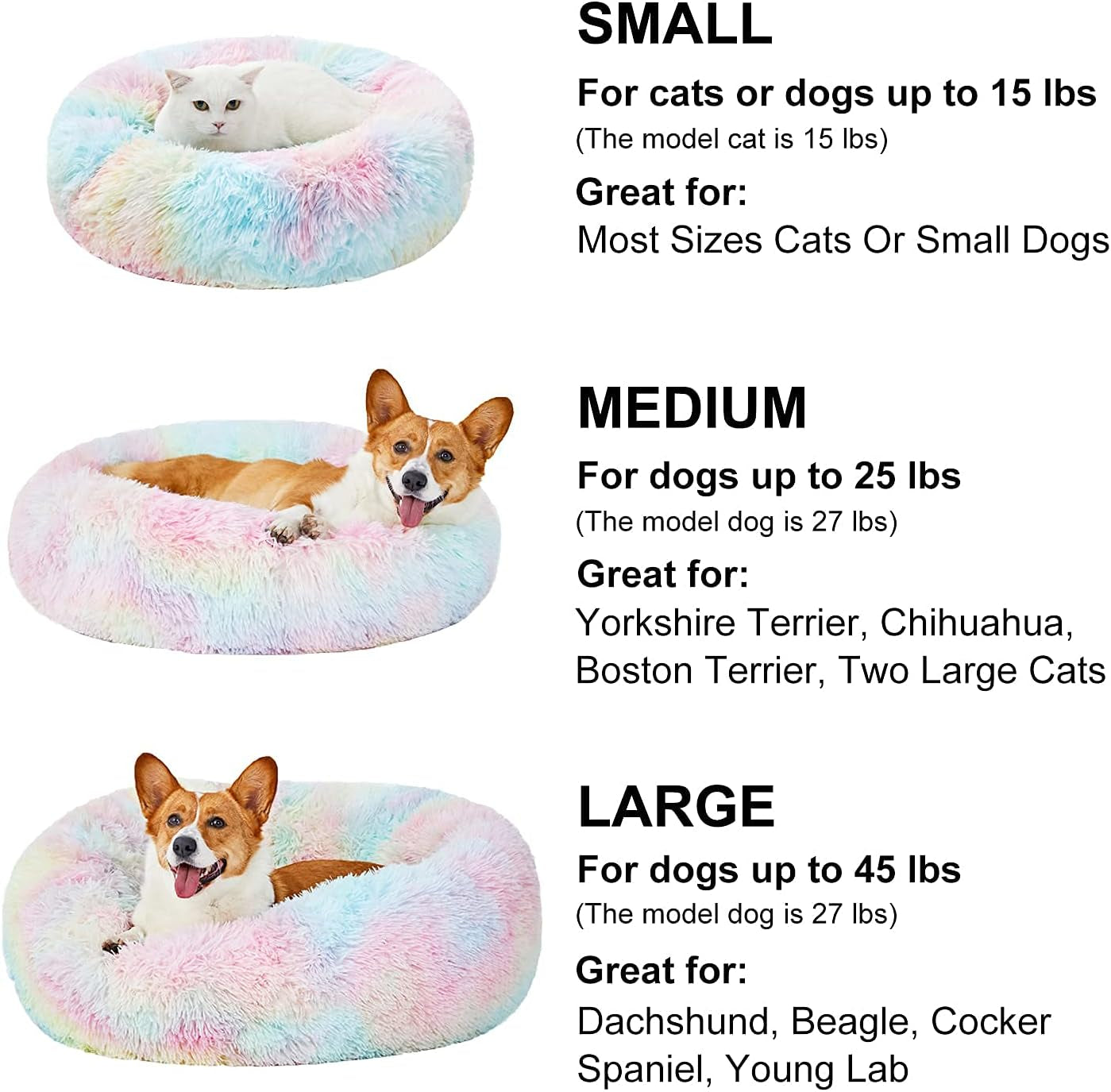 Cat Beds Large Size Cats, Faux Fur Cat Beds Indoor Cats, Calming Cat Beds Machine Washable, 20 Inch