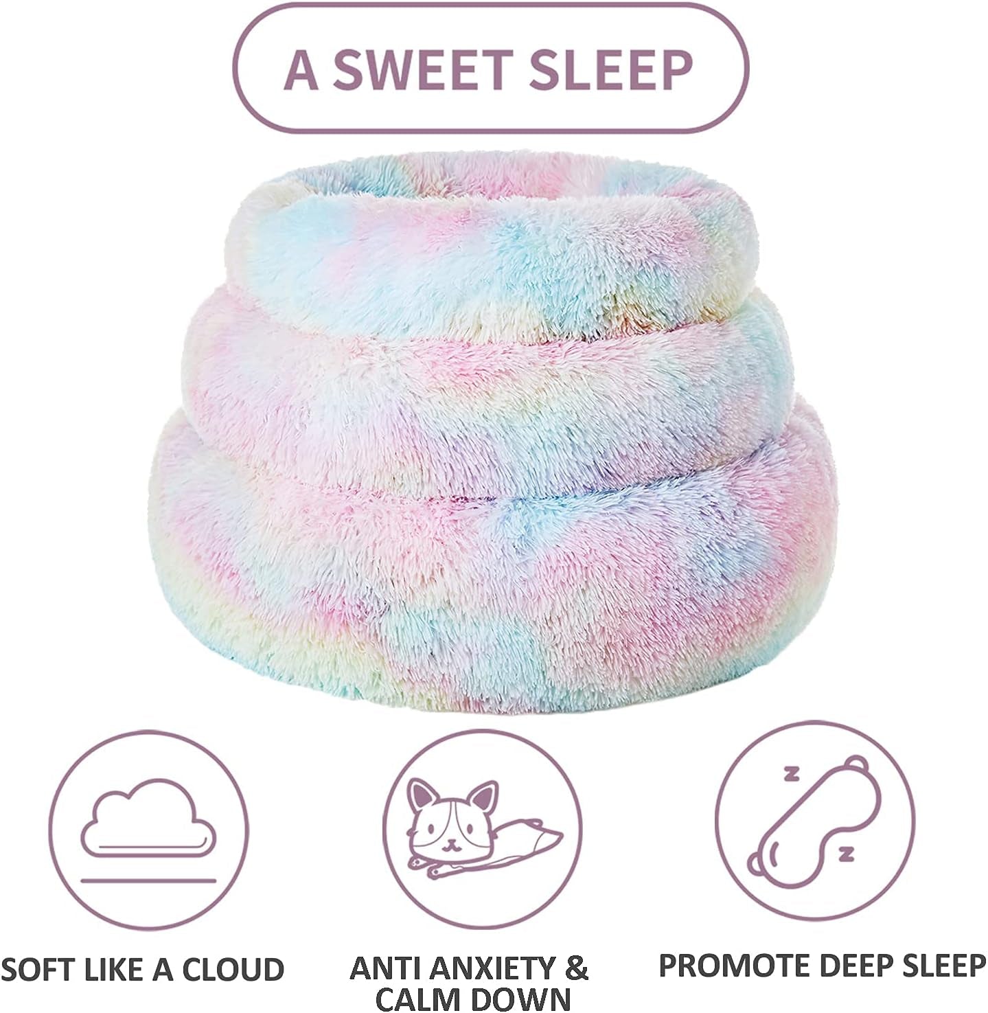 Cat Beds Large Size Cats, Faux Fur Cat Beds Indoor Cats, Calming Cat Beds Machine Washable, 20 Inch