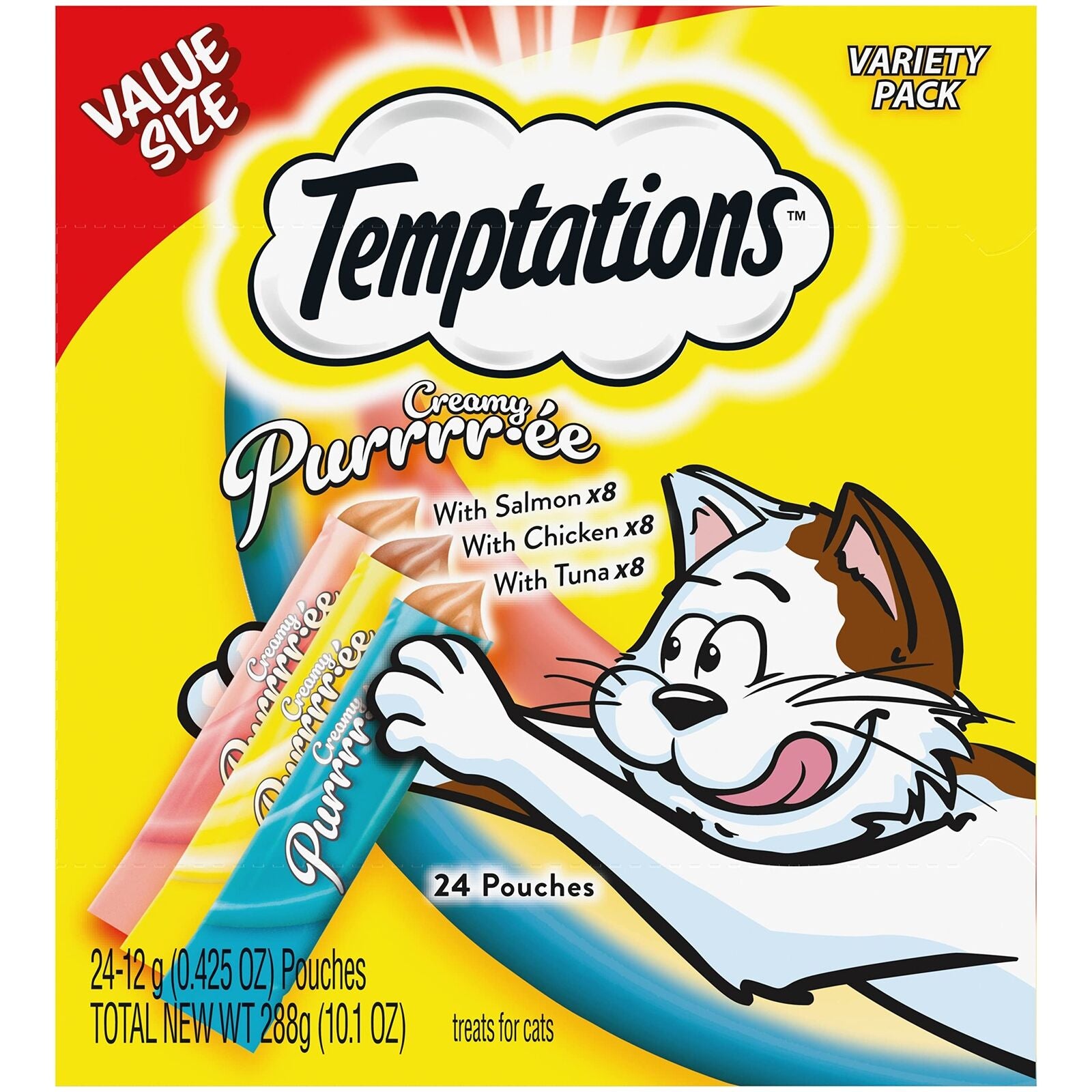 Creamy Puree with Chicken, Salmon, and Tuna Variety Pack of Lickable, Squeeza...