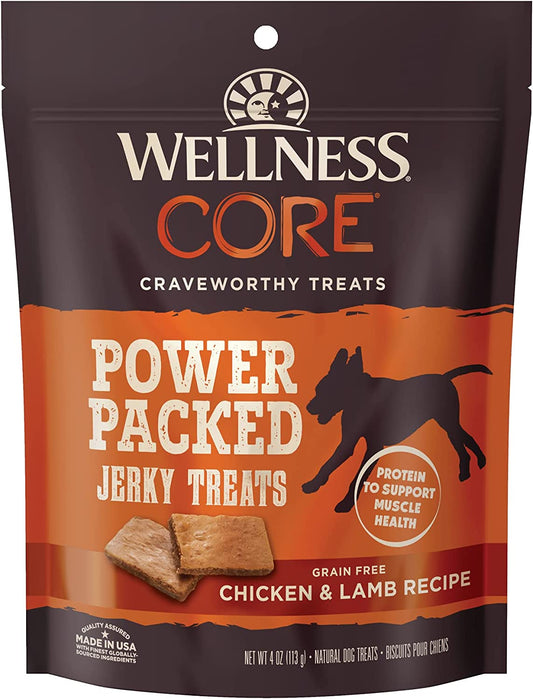 CORE Dog Treats, Natural, Grain Free, Tender Jerky, Chicken & Lamb (4 Ounce Bag)