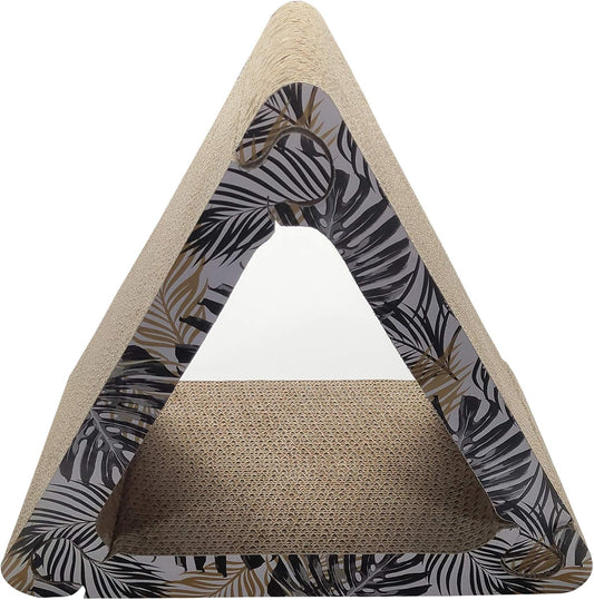 Triangle 3-Sided Vertical Scratching Pad Made of Eco Friendly Recyclable Cardboard Material (Tree)
