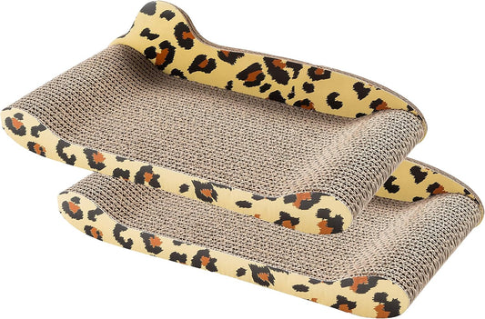 Cat Scratcher and Resting Lounge Pad, Made of Eco Friendly Recyclable Cardboard Material (Leopard-2Pk)
