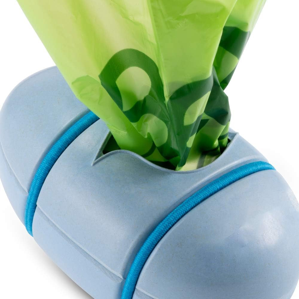 Pets Bamboo Dog Poop Bag Dispenser | Non Slip Bungee Fitting | Blue, One Size, 5060189750917