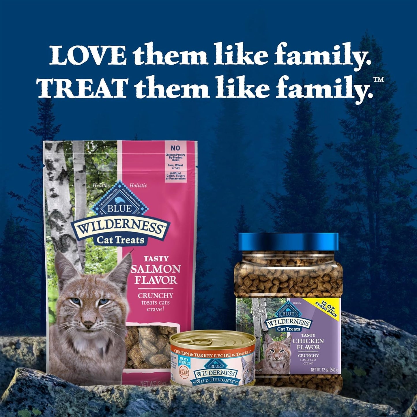 Wilderness High Protein Crunchy Cat Treats, Made with Natural Ingredients, Tasty Salmon Flavor, 2-Oz Bag (Pack of 12)
